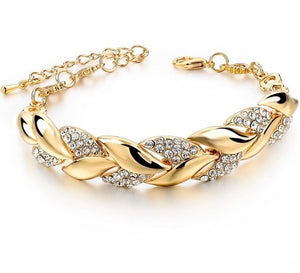 Braided Gold color Leaf Bracelets