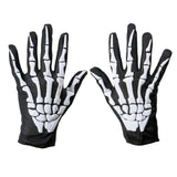 2017 Fashion New Halloween Skull Bone Skeleton Goth Racing Full Finger Gloves White Green luvas de inverno High Quality