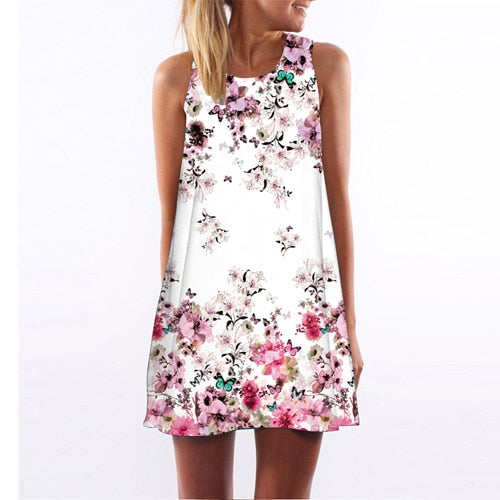 Women Floral Print Chiffon Dress