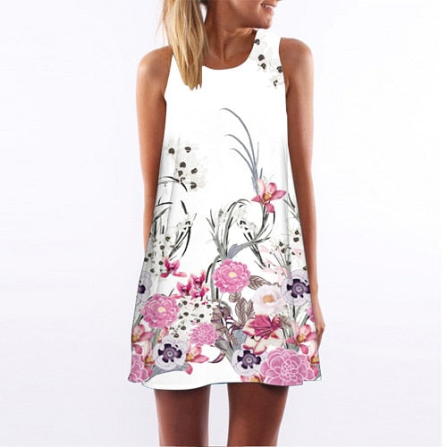 Women Floral Print Chiffon Dress