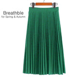 Women's High Waist Pleated Solid Color Length Elastic Skirt