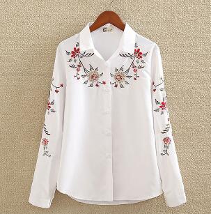 Embroidery White Cotton Shirt