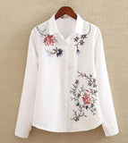 Embroidery White Cotton Shirt