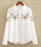 Embroidery White Cotton Shirt