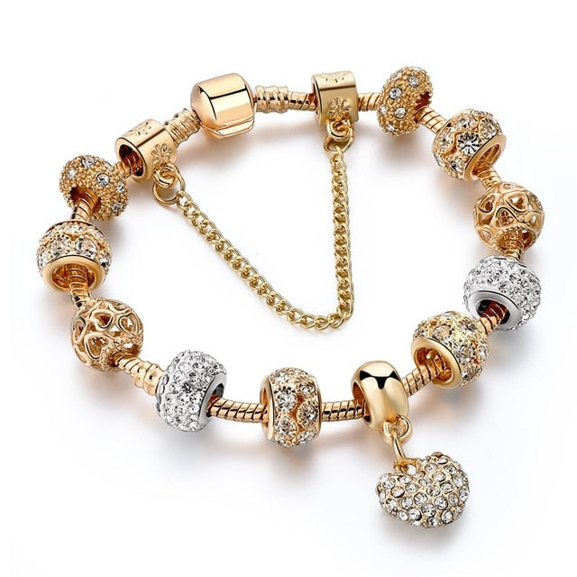 Crystal Heart Charm Personalized Bracelets