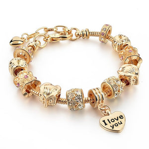 Crystal Heart Charm Personalized Bracelets