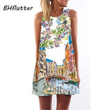 Women Floral Print Chiffon Dress