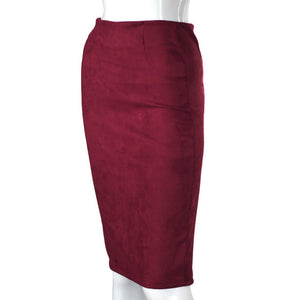 Women Skirts Suede Split Thick Stretchy Skirt