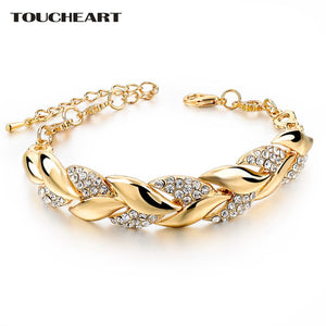 Braided Gold color Leaf Bracelets