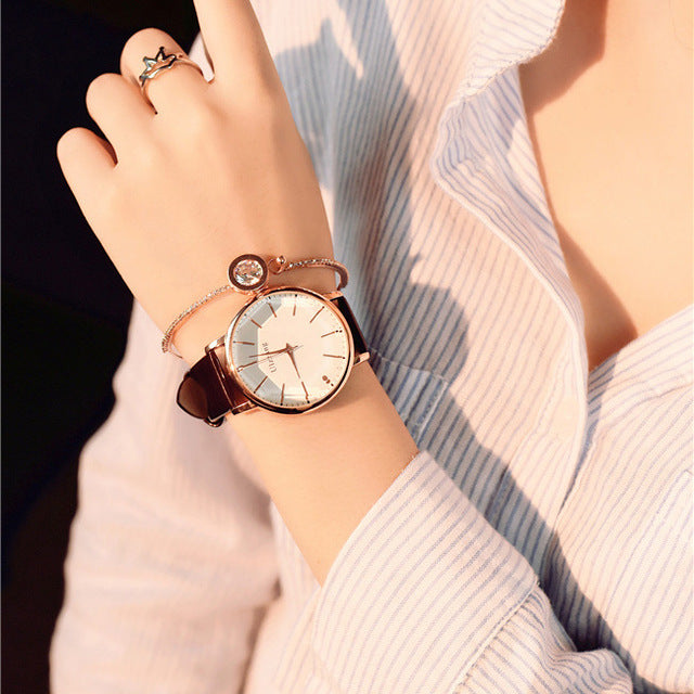 Polygonal dial design women watch