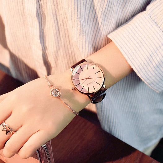 Polygonal dial design women watch