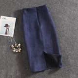 Women Skirts Suede Split Thick Stretchy Skirt