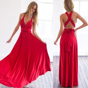 Multiway Wrap Convertible Boho Maxi Club Red Dress