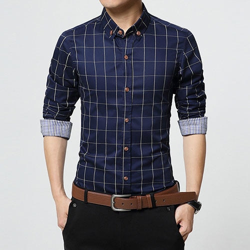 Men Clothes Slim Fit Men Long Sleeve Shirt