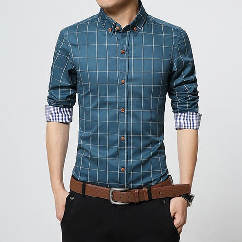 Men Clothes Slim Fit Men Long Sleeve Shirt