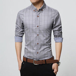 Men Clothes Slim Fit Men Long Sleeve Shirt