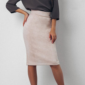 Women Skirts Suede Split Thick Stretchy Skirt