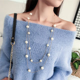 Long Double Layer Simulated Pearls Ladies Necklaces