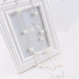 Long Double Layer Simulated Pearls Ladies Necklaces