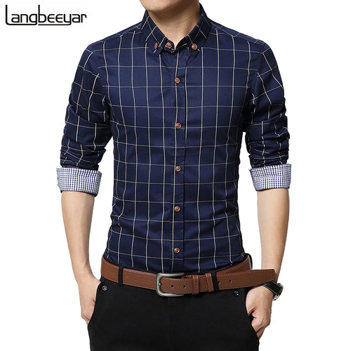 Men Clothes Slim Fit Men Long Sleeve Shirt